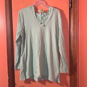 *3 for $25* D&Co lime green drawstring hoodie w/ pockets women Shirt Size L